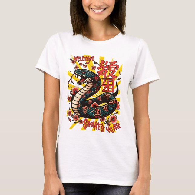 Camiseta Cobra de madeira verde - Ano Novo Chinês (Frente)