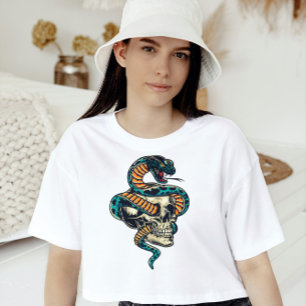 Camiseta Cobra e crânio coloridos
