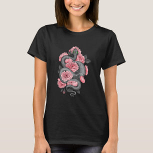Camiseta Cobra e rosas de pêssego