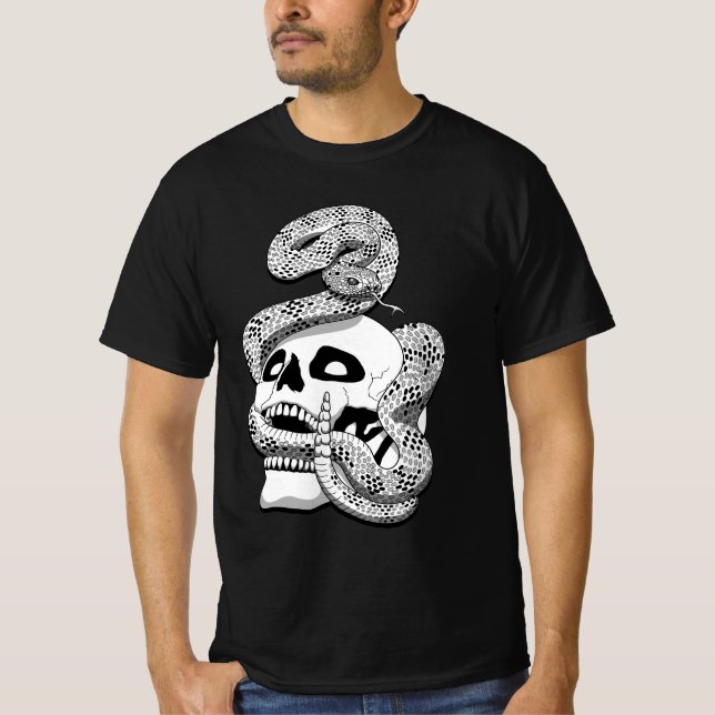 Camiseta Cobra preto e branco gótico e arte escura crônica (Frente)