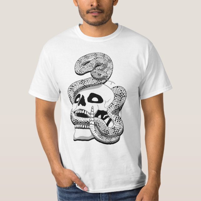 Camiseta Cobra preto e branco gótico e arte escura crônica (Frente)