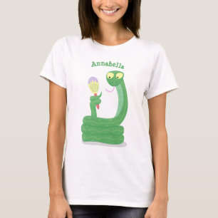 Camiseta Cobra verde engraçado com desenhos de maraca