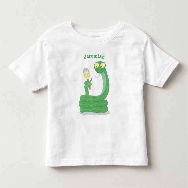 Camiseta Cobra verde engraçado com desenhos de maraca (Frente)
