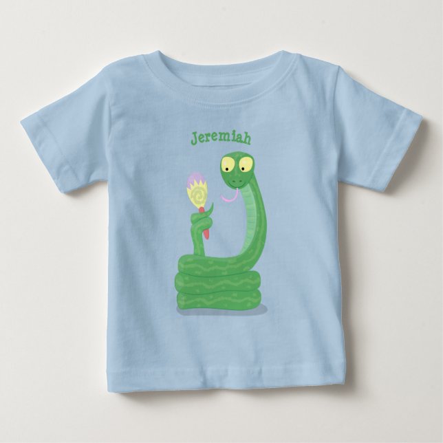 Camiseta Cobra verde engraçado com desenhos de maraca (Frente)