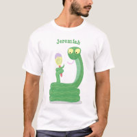 Cobra verde engraçado com desenhos de maraca