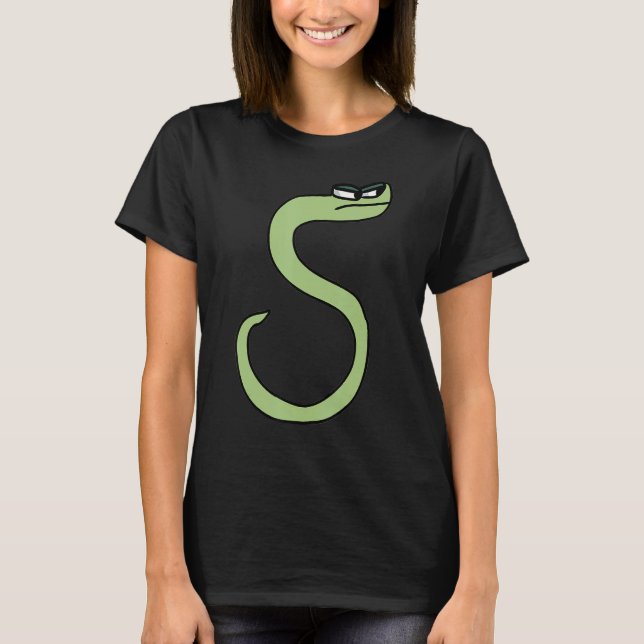 Camiseta Cobra Verde - Letra S alfabética Lore (Frente)