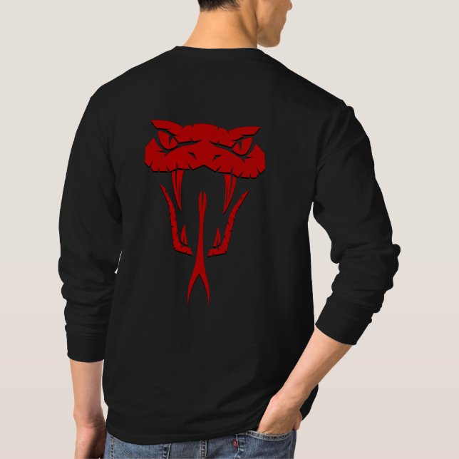 Camiseta Cobra vermelho feroz rosto longo (Verso)