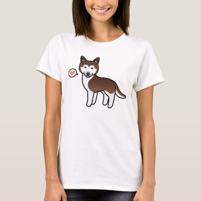 Camiseta Cobre Desenho Siberian Husky Amor (Frente)