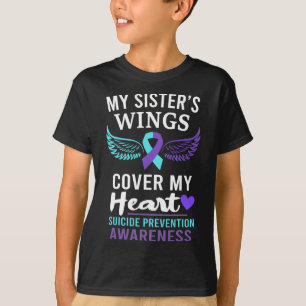 Camiseta Cobrir das Asas da Minha Irmã Coração Sensibilizaç