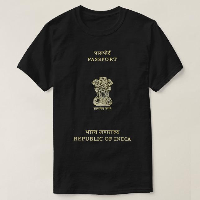 Camiseta Cobrir de Passaporte Indiano,Presente Turístico In (Frente do Design)