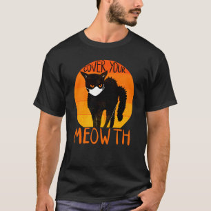 Camiseta Cobrir Seu Gato Preto Dia de as Bruxas engraçado D