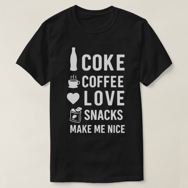 Camiseta Coca, Café, Amor, Lanches, fazem de mim uma boa Co (Frente do Design)
