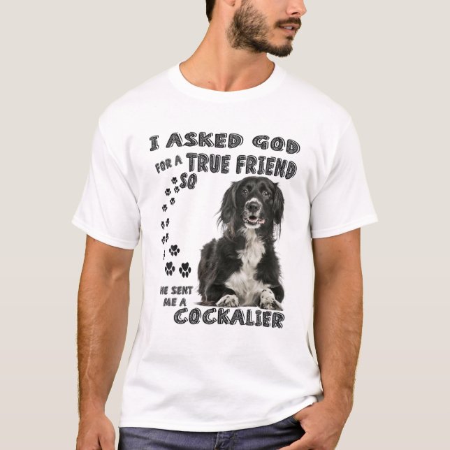 Camiseta Cockalier Spaniel Quote Mom Dad Print, Cocker Cava (Frente)