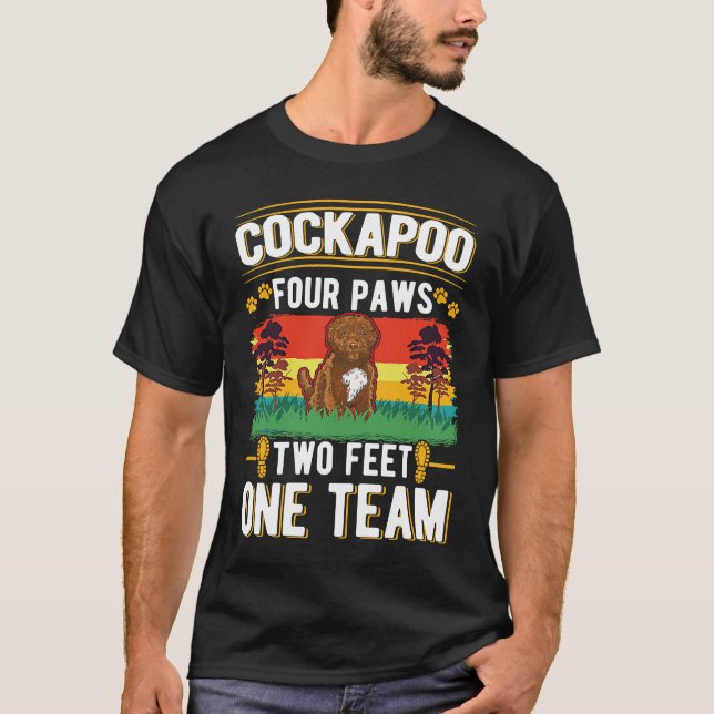 Camiseta Cockapoo 4 patas 2 pés uma equipe Cockapoo (Frente)