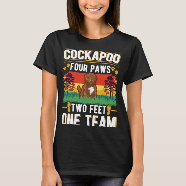 Camiseta Cockapoo 4 patas 2 pés uma equipe Cockapoo (Frente)