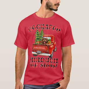 Camiseta Cockapoo Através Da Xadrez Do Caminhão De Natal Da