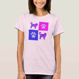 Camiseta Cockapoo Cão e Pata Rosa e Azul