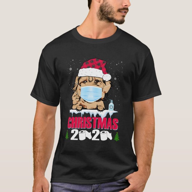 Camiseta Cockapoo Face Mask Dog Feliz Natal 2020 Engraçado (Frente)