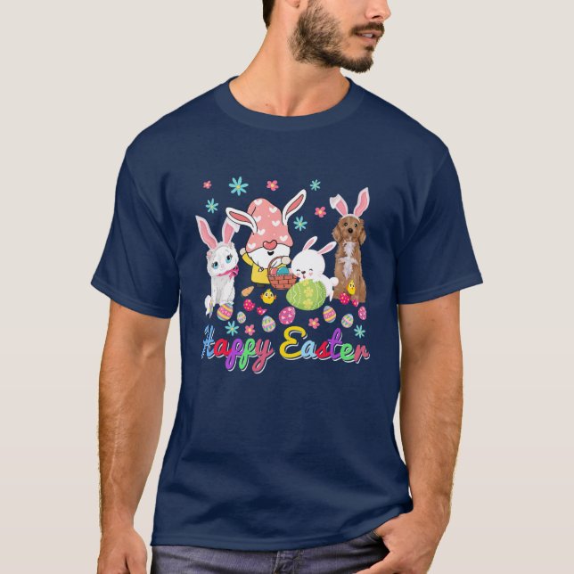 Camiseta Cockapoo Gnomo Gnomo de Páscoa Bonita de felz pasc (Frente)