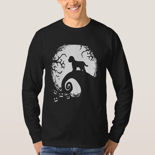 Camiseta Cockapoo Halloween sob a luz do luar Cão Assustado (Frente)
