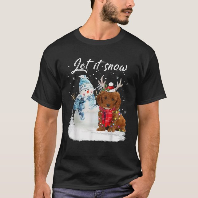 Camiseta Cockapoo Papai Noel Cachorro Natal Boneco de Neve  (Frente)