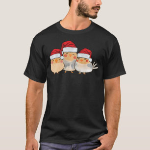 Camiseta Cockatiel Lutino Amarelo-Cute Aves Vestindo Natal