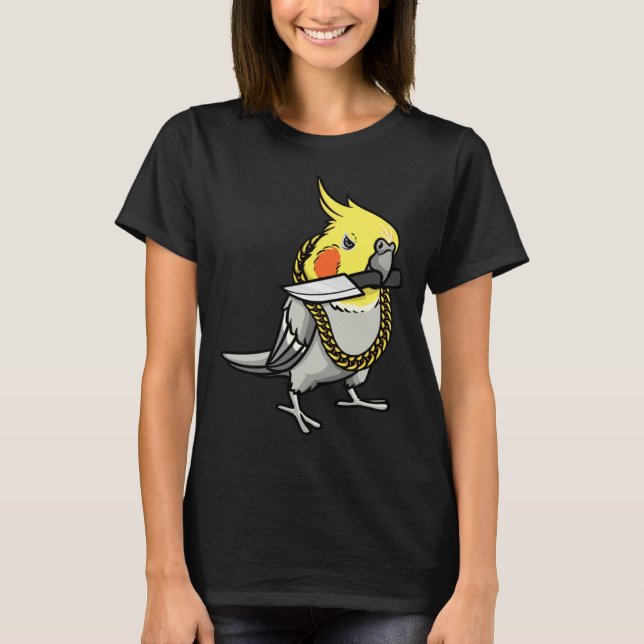 Camiseta Cockatiel Parrot With Knife (Frente)