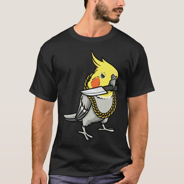 Camiseta Cockatiel Parrot With Knife (Frente)