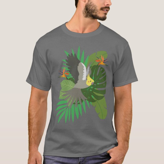 Camiseta Cockatiel with leaves (Frente)