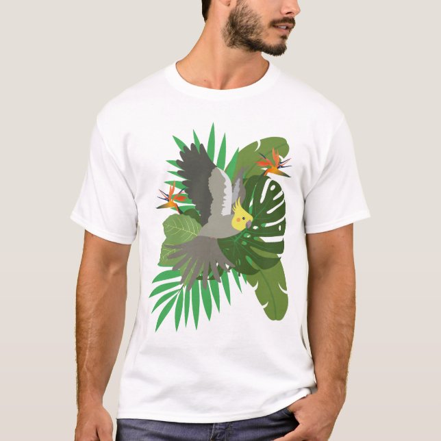 Camiseta Cockatiel with leaves (Frente)