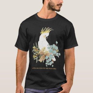 Camiseta Cockatoo australiano e flores silvestres