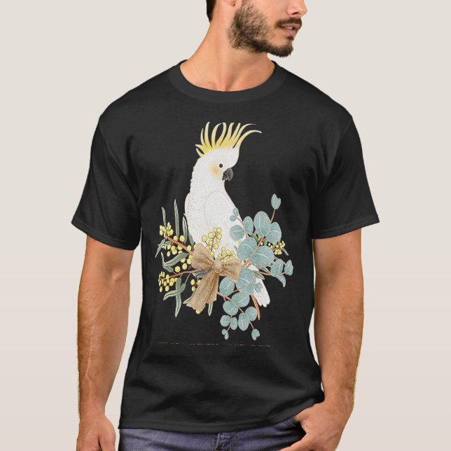 Camiseta Cockatoo australiano e flores silvestres (Frente)