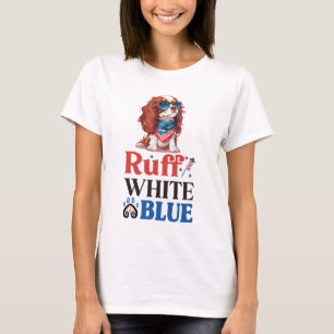 Camiseta Cocker espanhol ruff branco e azul