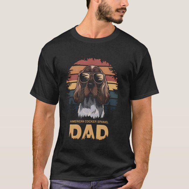 Camiseta Cocker Spaniel Americano Pai Amante de Cão Engraça (Frente)