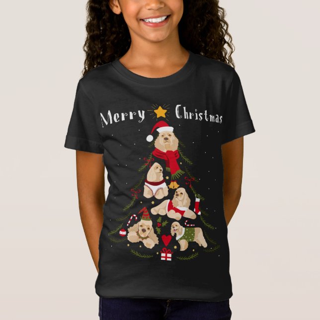 Camiseta Cocker Spaniel Árvore Natal Xmas Lover (Frente)