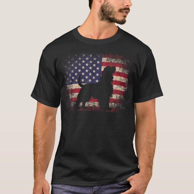 Camiseta Cocker Spaniel Cachorro - 4 De Julho Bandeira Amer (Frente)