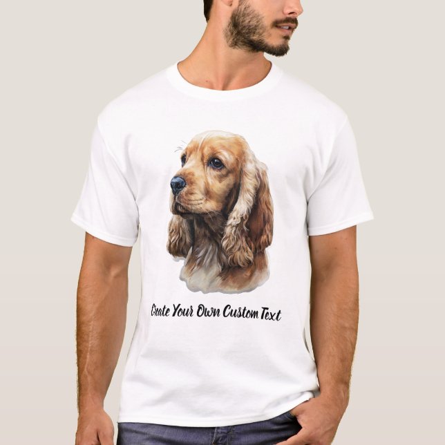 Camiseta Cocker Spaniel Cachorro Crie Seu Próprio Texto Per (Frente)