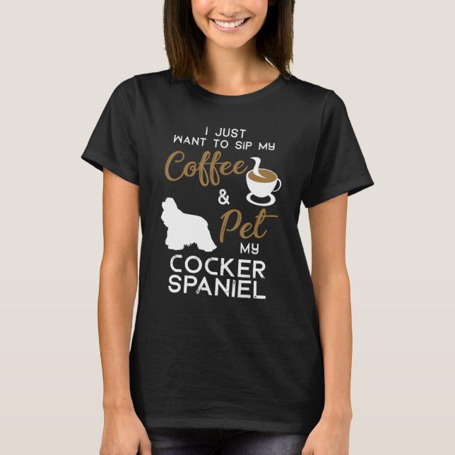 Camiseta Cocker Spaniel Coffee Proprietário Xmas Aniversári (Frente)