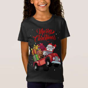 Camiseta Cocker Spaniel Com Papai Noel Em Cão Vermelho