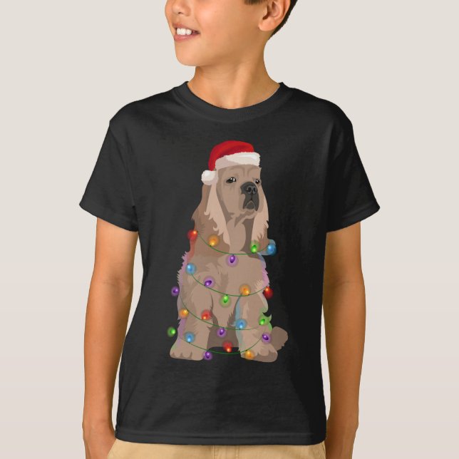 Camiseta Cocker Spaniel de Natal Luz de Natal (Frente)