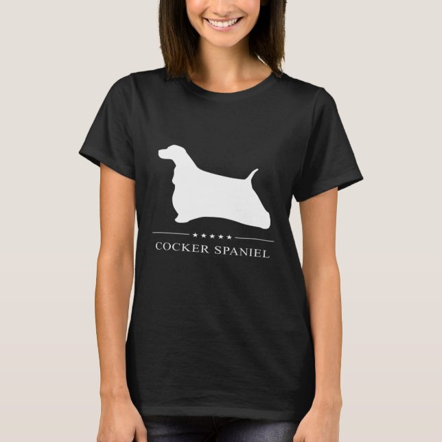 Camiseta Cocker Spaniel Dog White Silhouket (Frente)