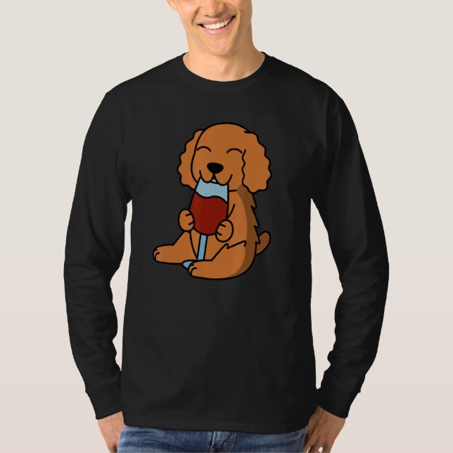 Camiseta Cocker Spaniel Drinking Wine Dog (Frente)