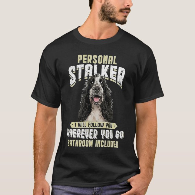 Camiseta Cocker Spaniel Inglês Acompanhante Pessoal Eu Vou  (Frente)