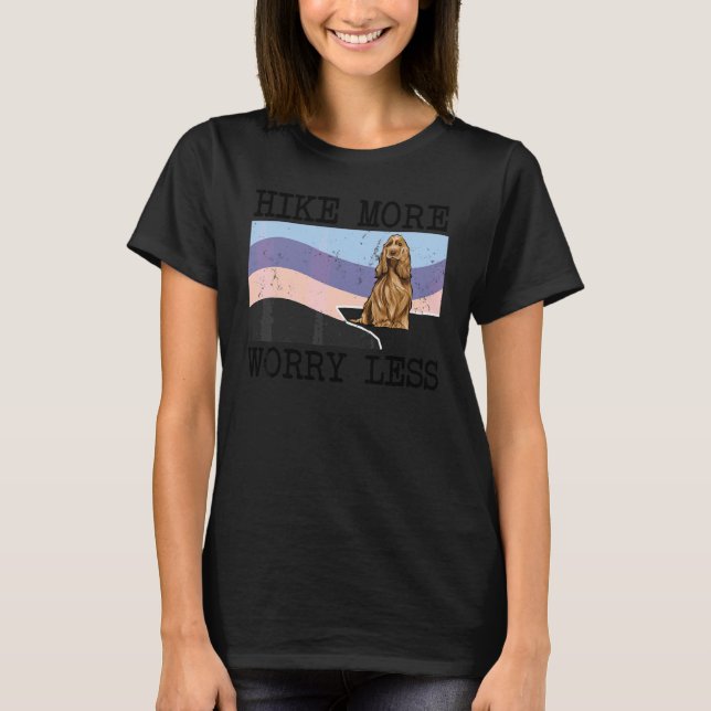 Camiseta Cocker Spaniel Inglês Caminhe Mais Preocupe Menos  (Frente)