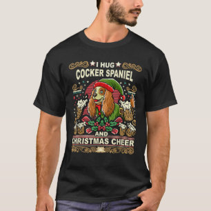 Camiseta Cocker Spaniel Latindo em Torno da Árvore de Natal