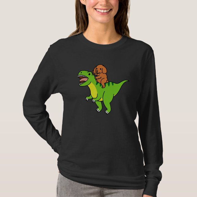 Camiseta Cocker Spaniel Montando Rex Dinossauro Cachorro (Frente)