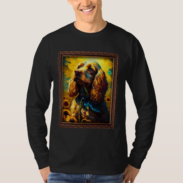 Camiseta Cocker Spaniel Painting Sunflower Flower Mom Women (Frente)