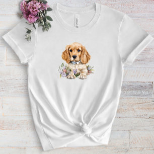 Camiseta Cocker Spaniel Puppy Pet Watercolor Flor