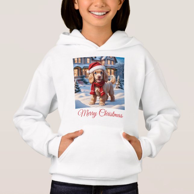 Camiseta Cocker Spaniel Puppy tocando na neve (Frente)