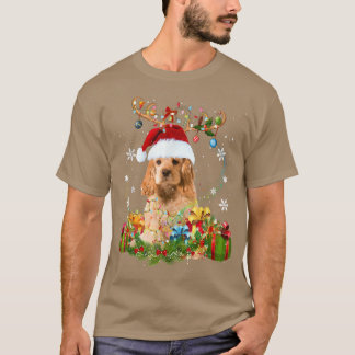 Camiseta Cocker Spaniel Reindeer de Natal Luz Engraçada Cão